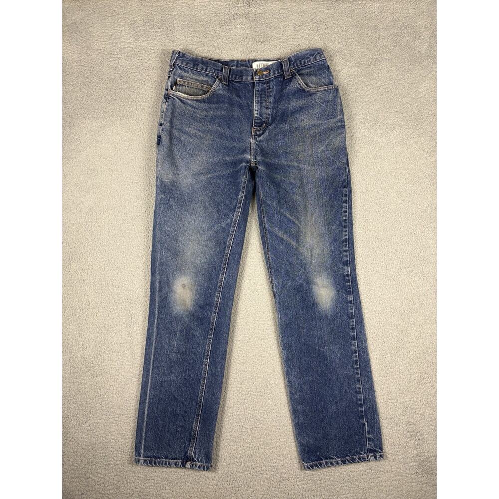Carhartt FR Jeans Men’s 34x34 Fits 33x33 Blue Cat 2 Distressed Chore Work Gorp